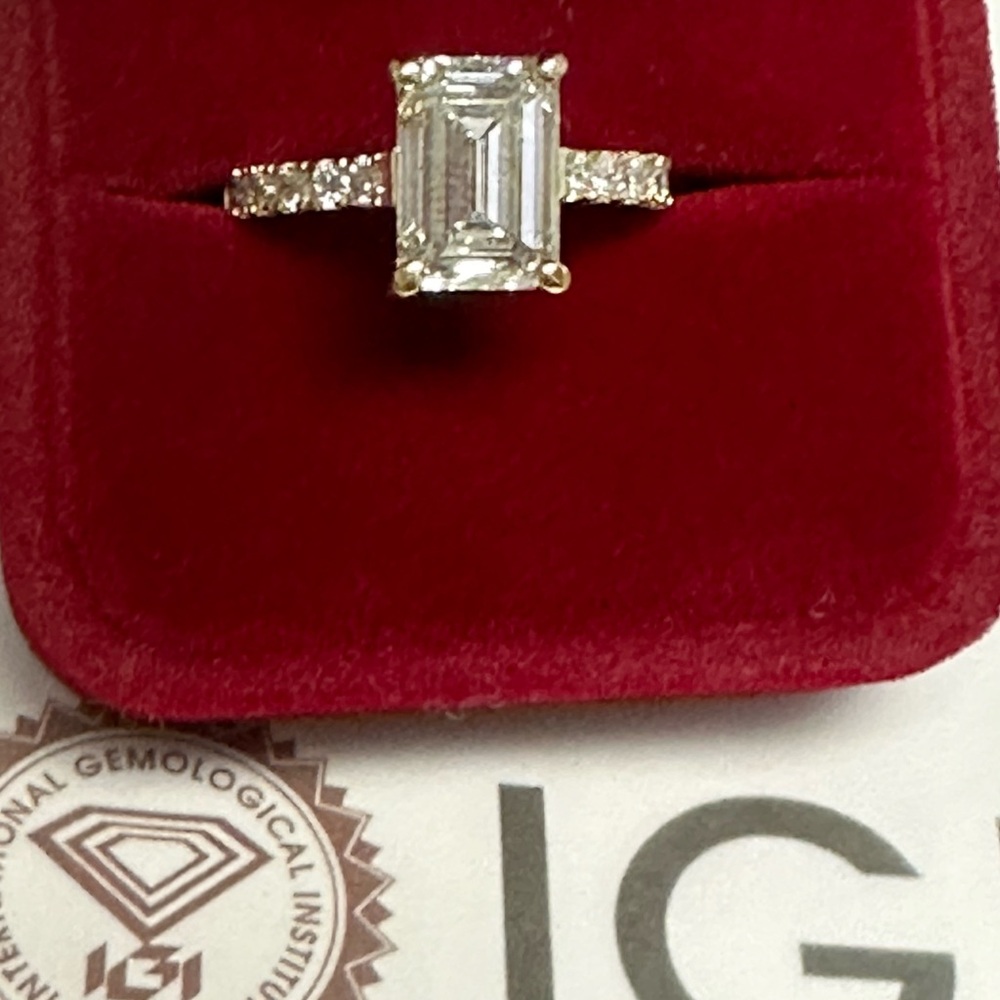 NEW 3.59 Emerald cut center stone lab diamond ring